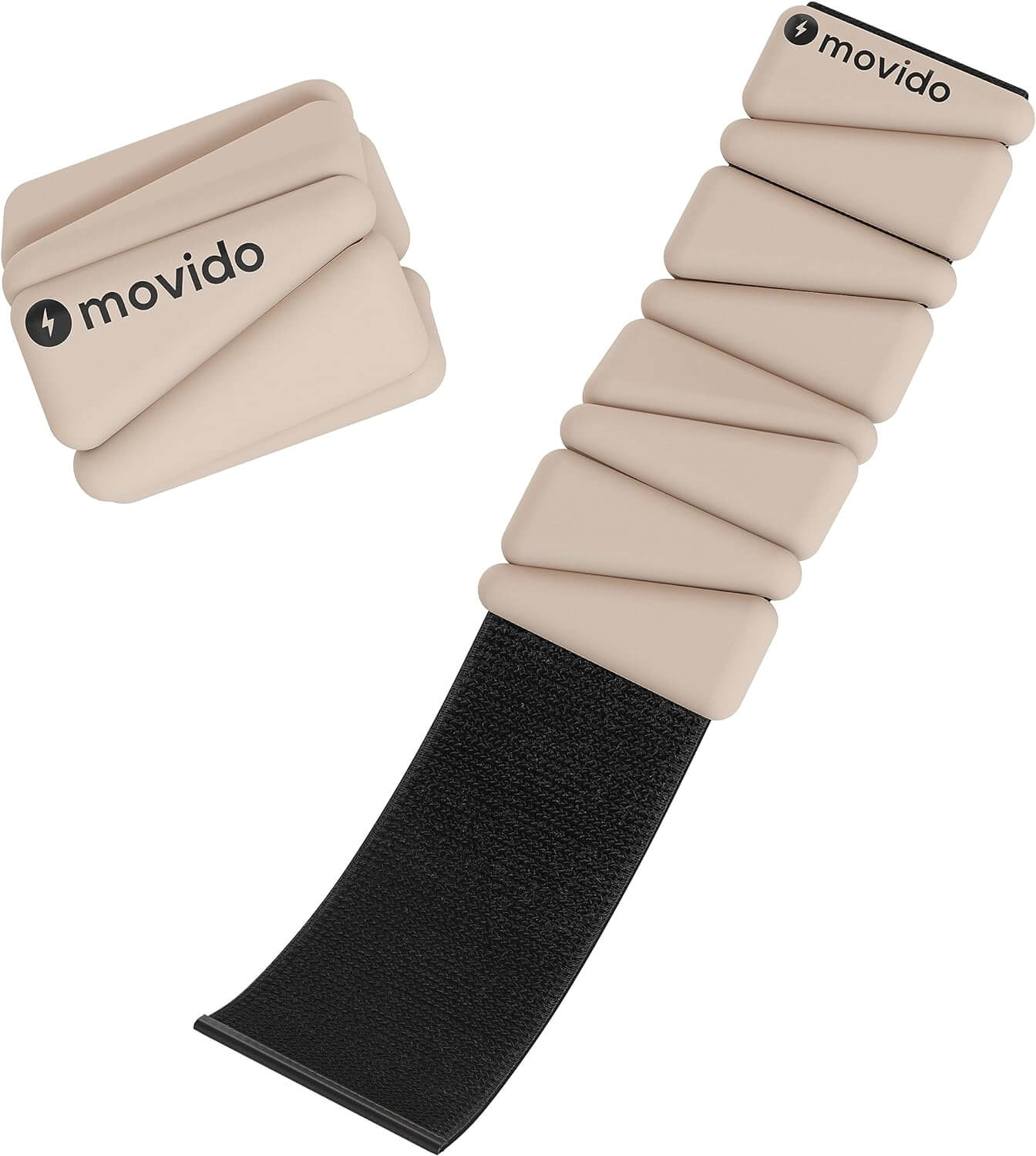 Minimalist coconut white wrist and ankle weights styled with athleisure for home workouts