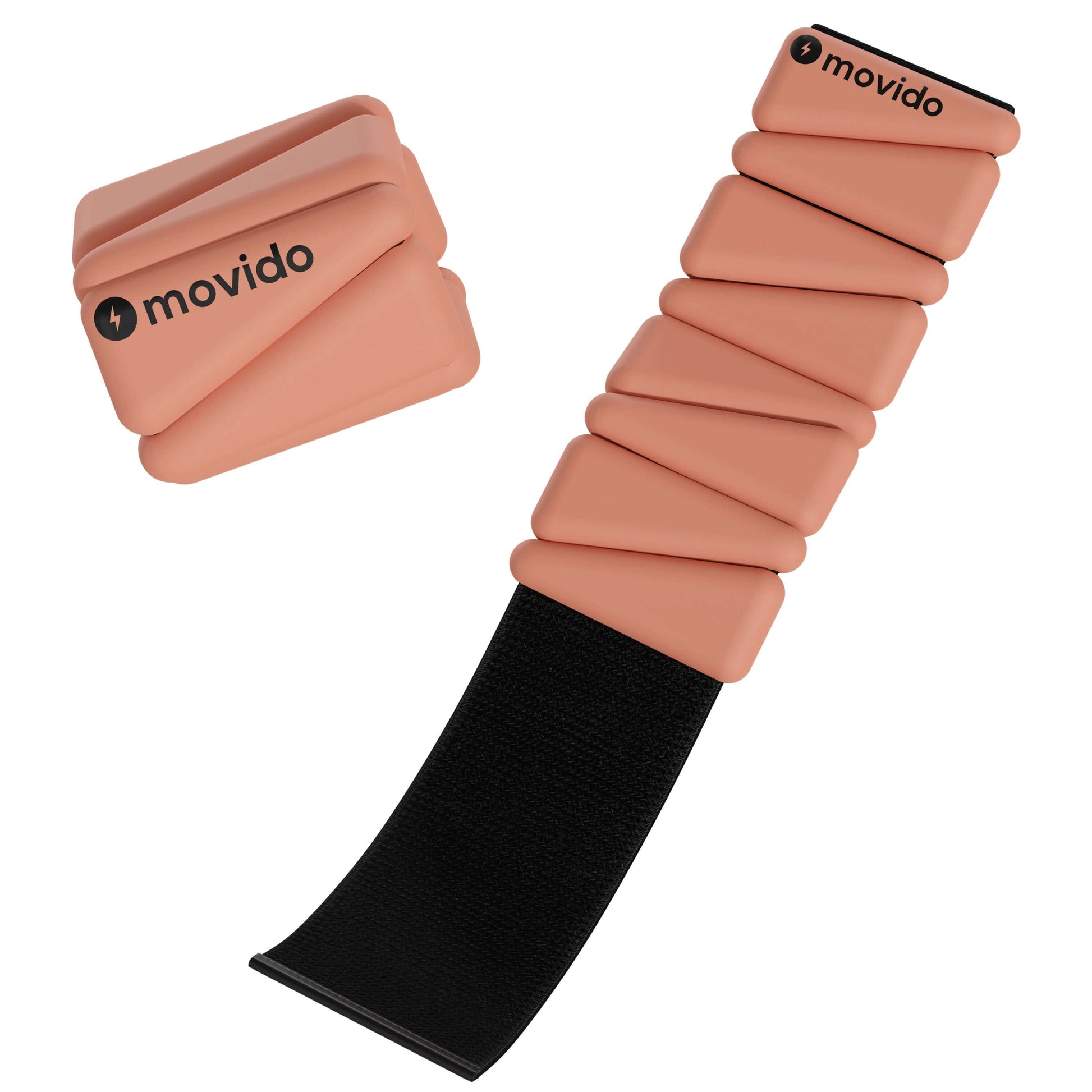 Minimalist blush pink wrist and ankle weights styled with athleisure for home workouts